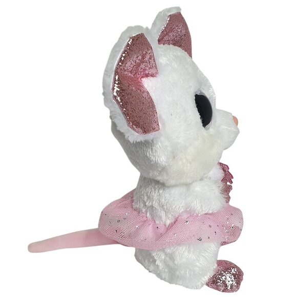 Ty Beanie Boos Nina Mouse Plush 7" White Pink Sparkly Ears Feet Glittered Accent - Picture 4 of 8